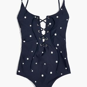 Madewell x Tavik Lace-Up One-Piece Swimsuit